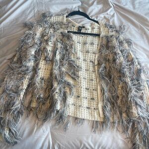 Chic Cream and Gray Women's Sweater